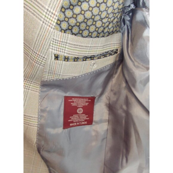 Snover Light Grey Check Blazer Men's Size 40 Modern Tailored Jacket - Picture 12 of 13
